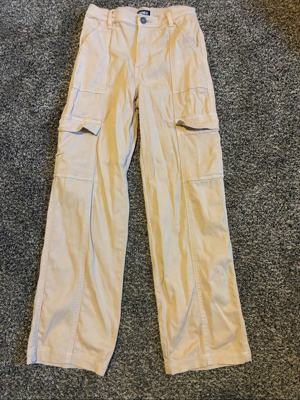 Katie J NYC Beige Cargo Pants with Side Pockets